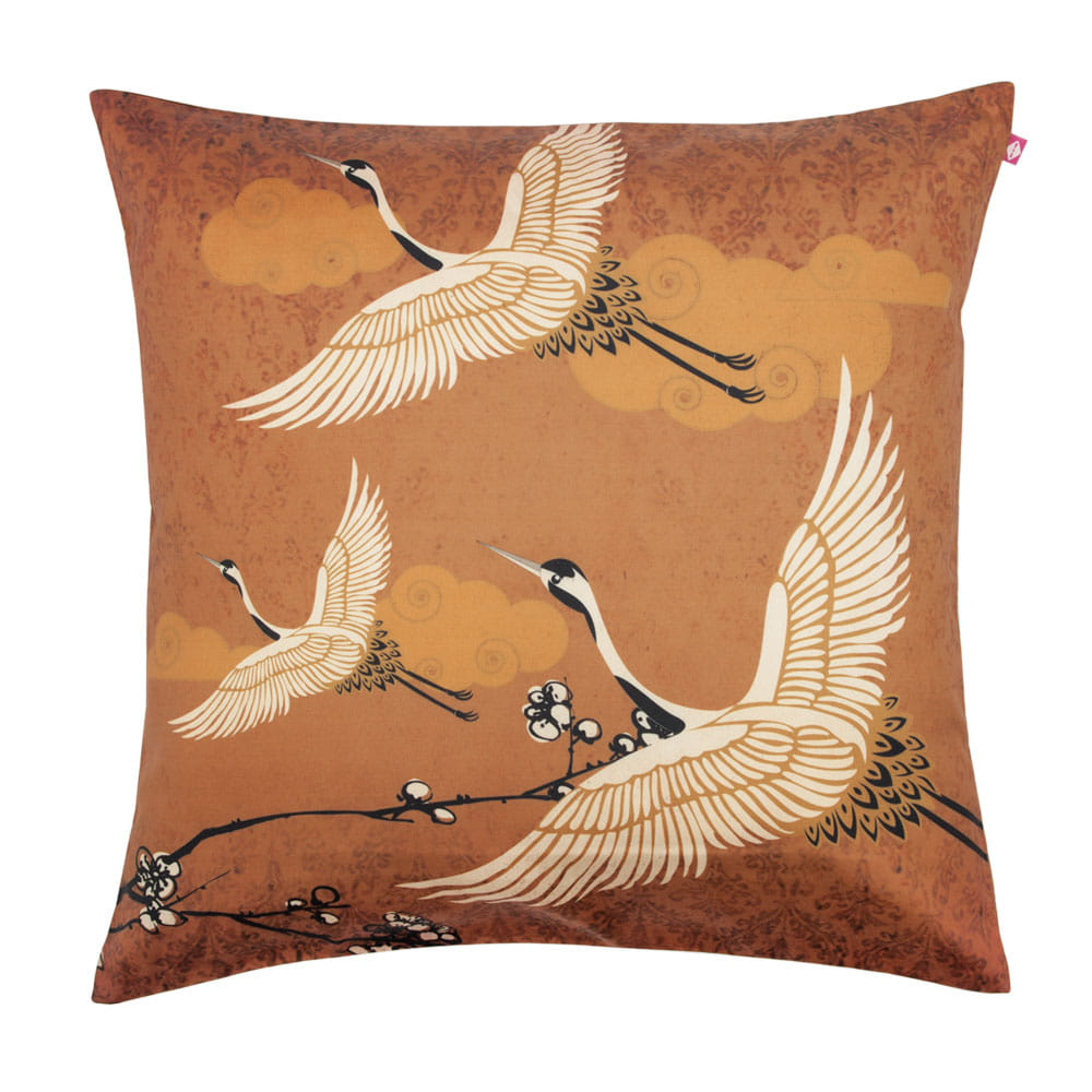 Legend of the Cranes Poly Taf Silk Cushion Cover