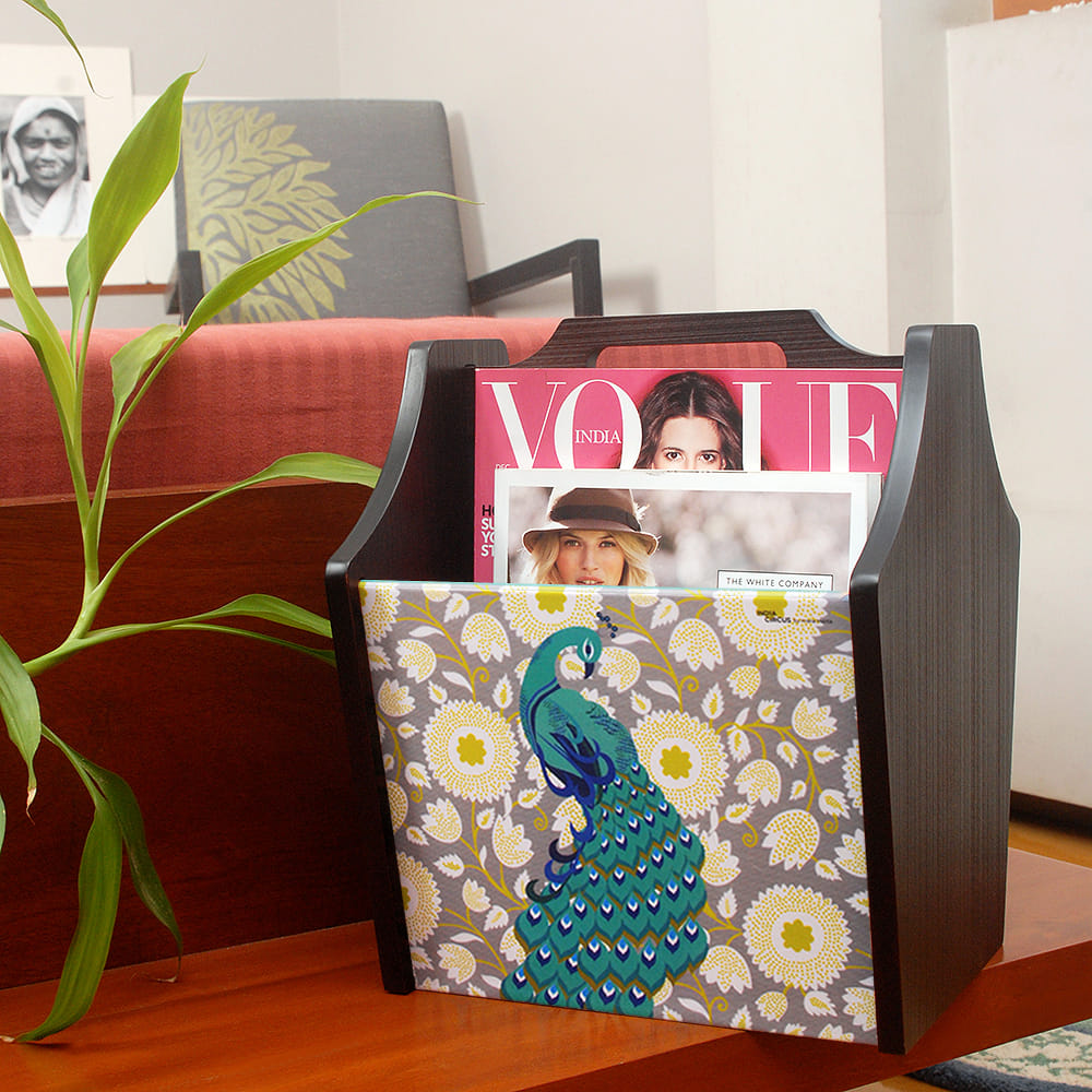 Floral Peacock Dance Magazine Rack
