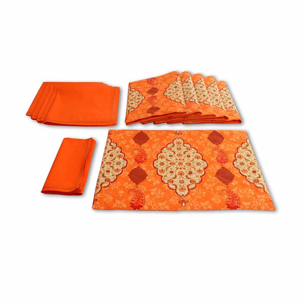 Buti Rage Quilted  Table Mat and Napkin(Set of 6)