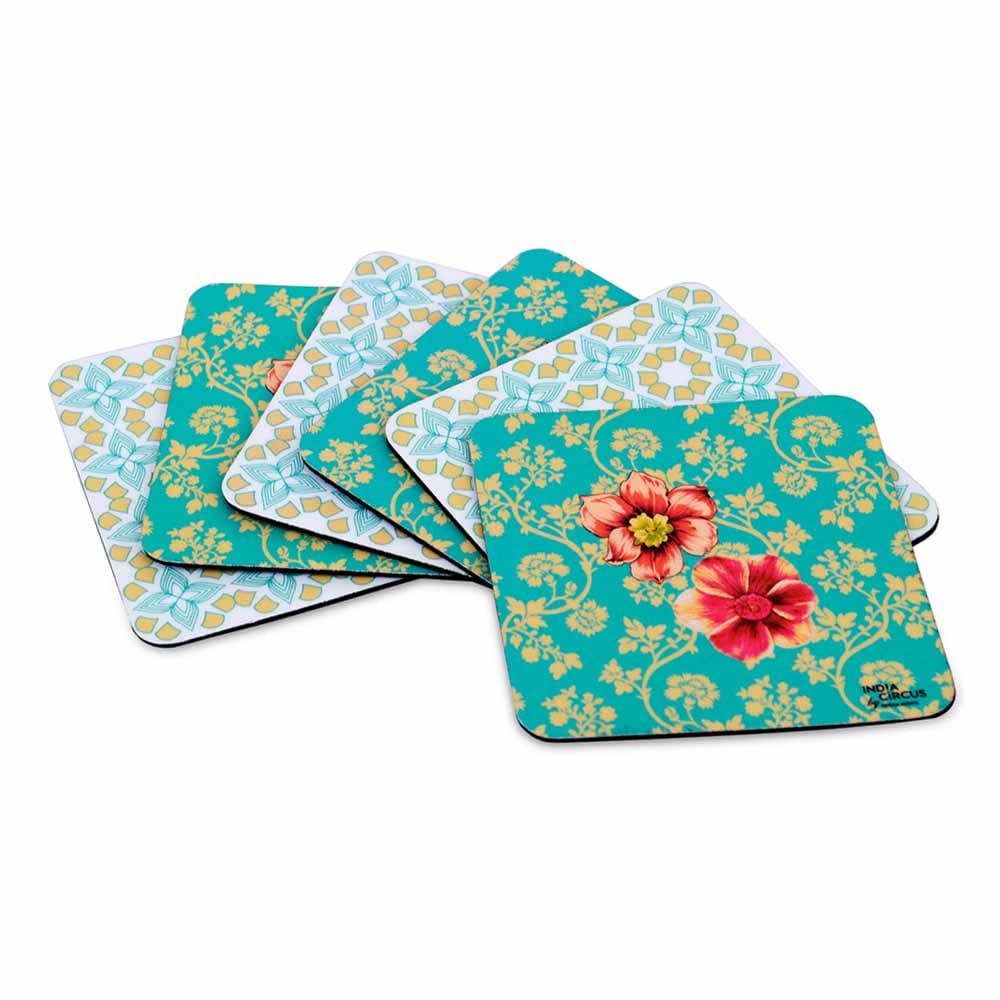Vintage Elegance Rubber Coasters - (Set of 6)