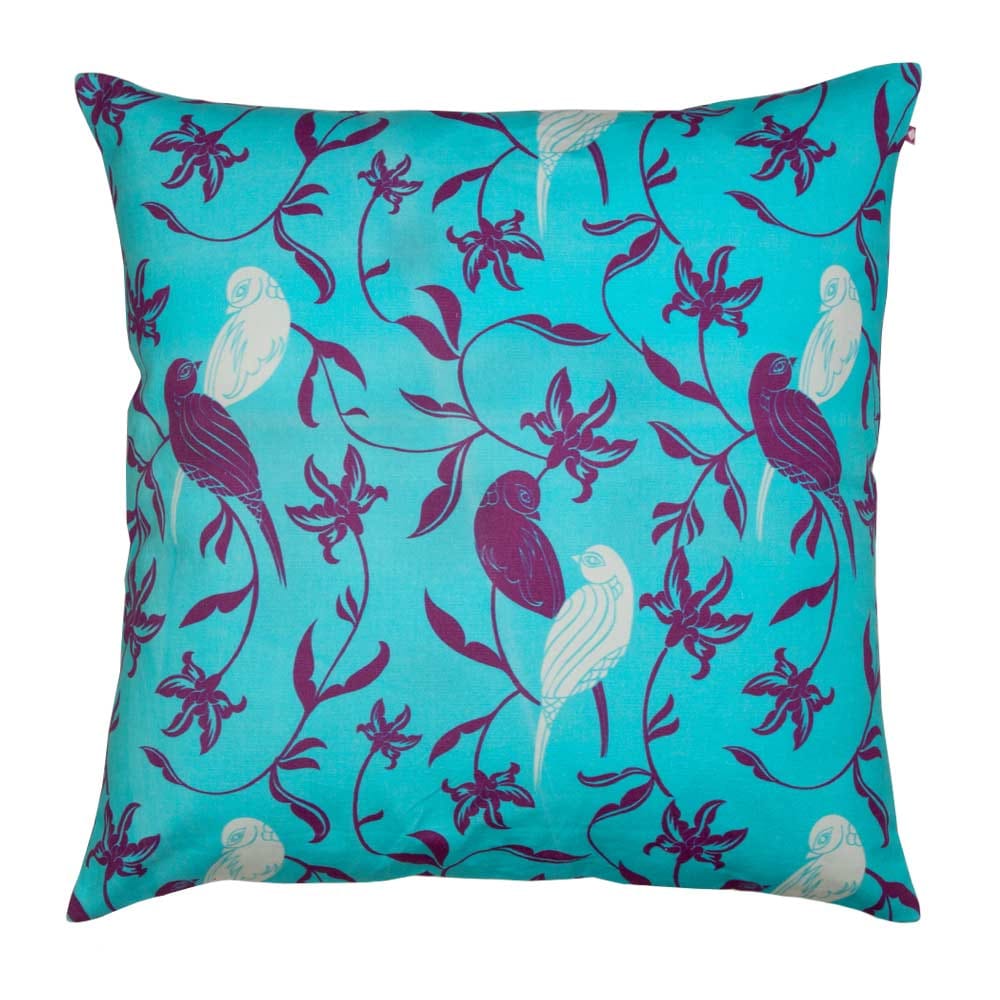 Chirping Birds Blue Floor Cushion Cover