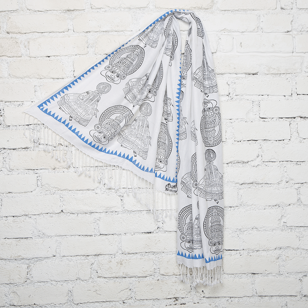 Kathakali Dance Blockprinted Cotton Stole