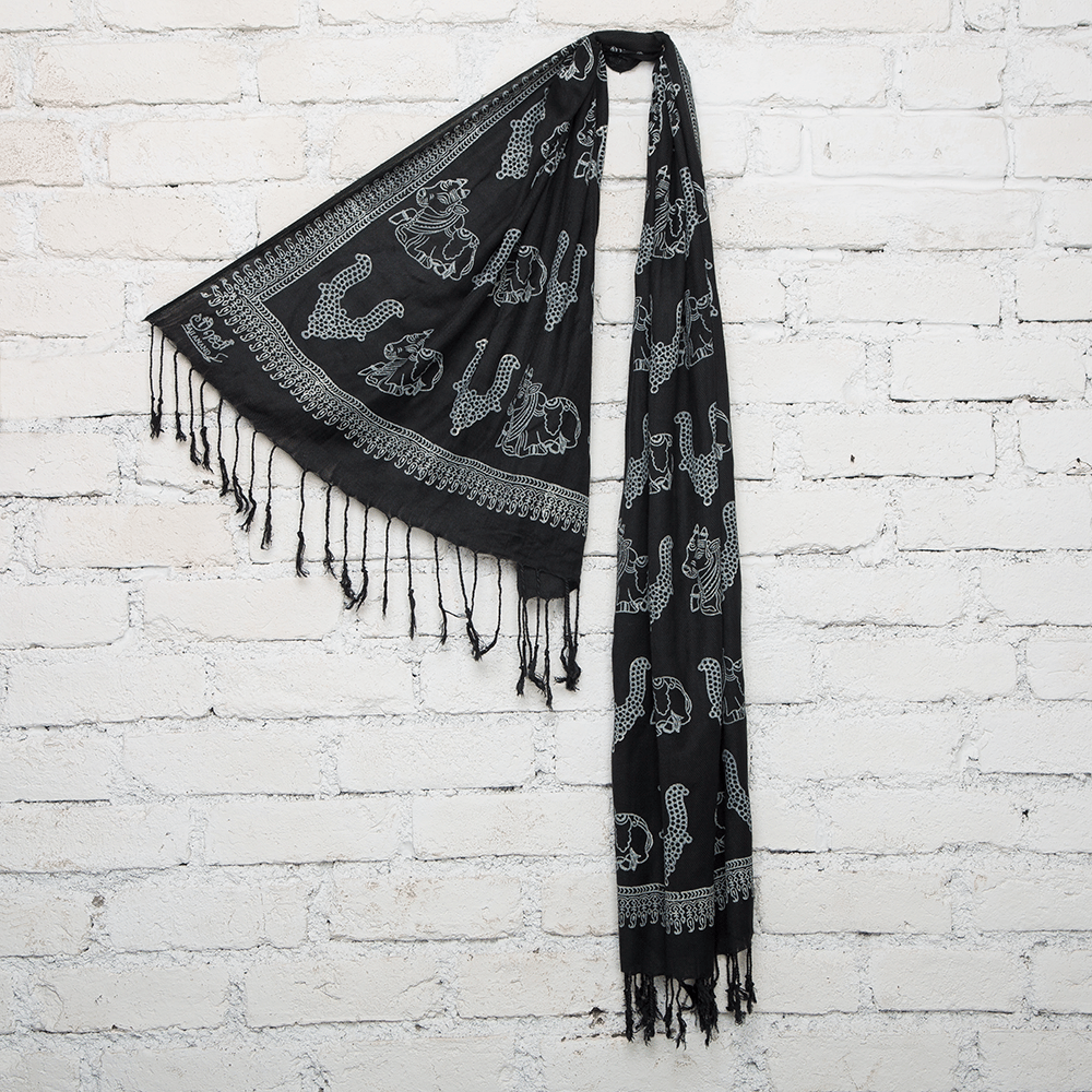 Cow & Temple Jewelry Blockprinted Cotton Stole