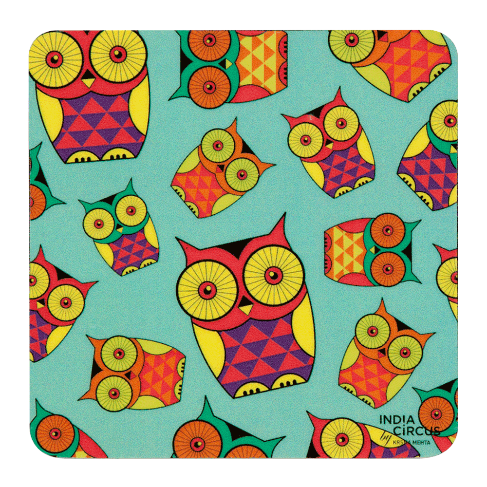 Peeking Owls Rubber Coasters - (Set of 6)
