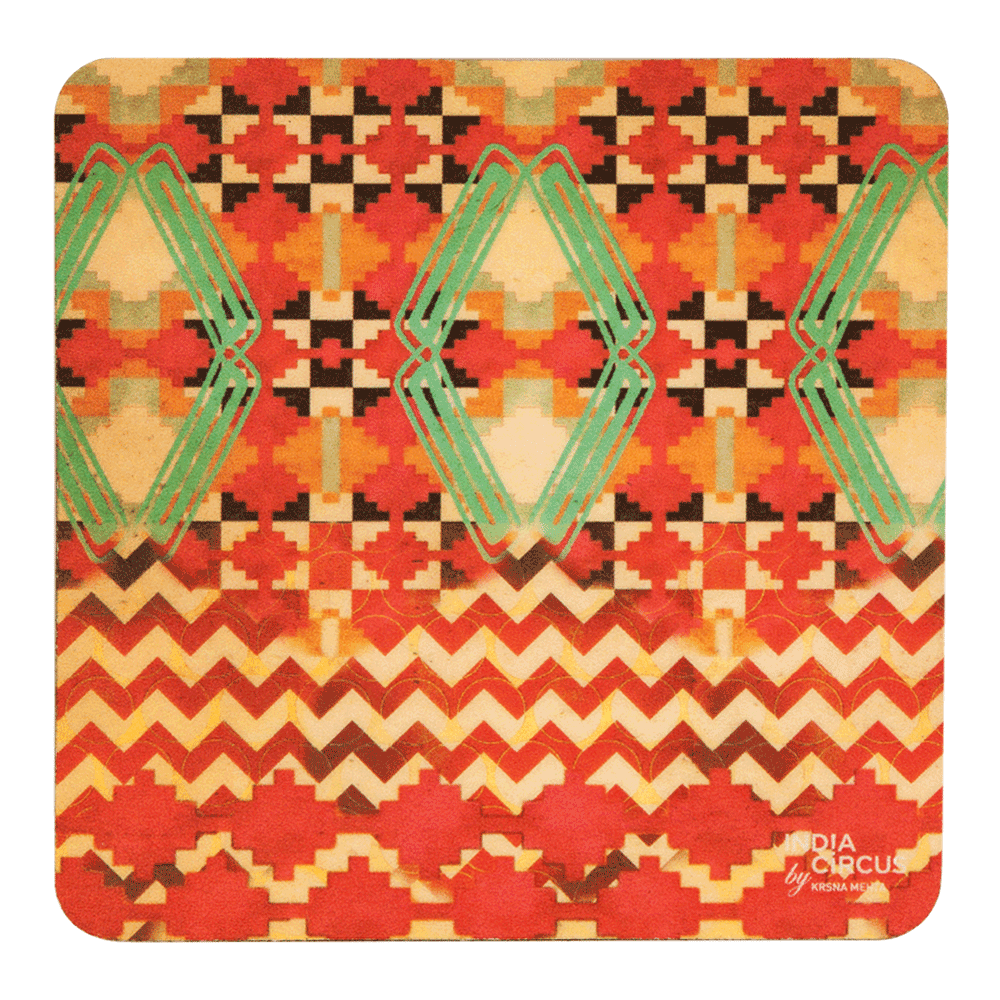 Tribal Emerald Rubber Coasters - (Set of 6)