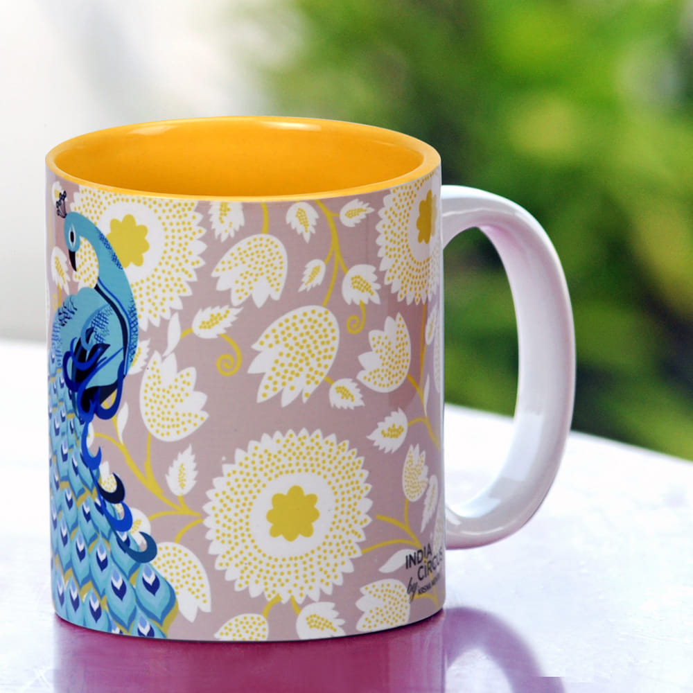 Floral Peacock Dance Mug