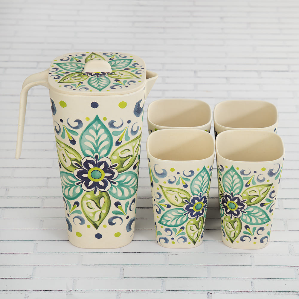 Mediterranean Square Bamboo Jug set