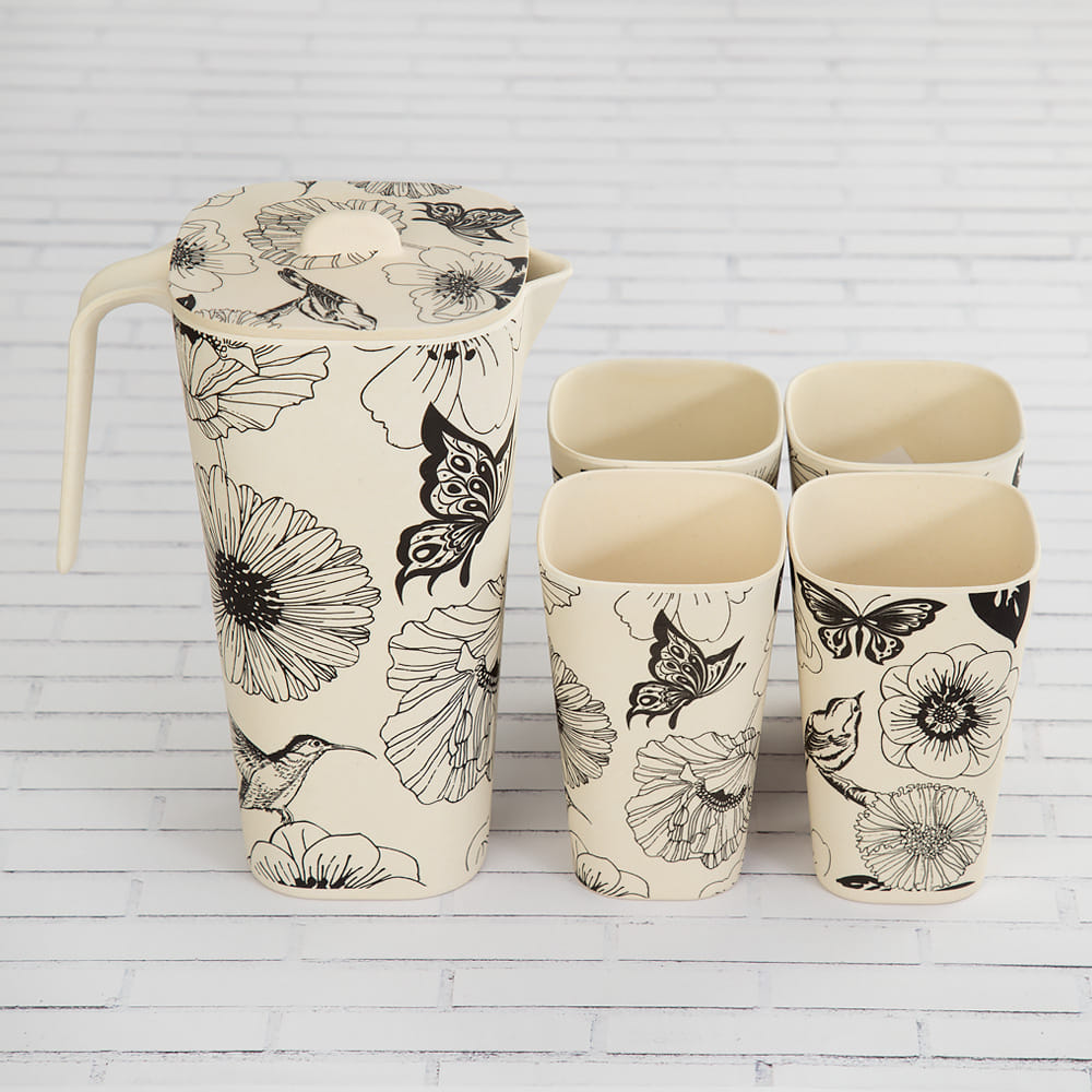 Monochromatic Square Bamboo Jug set