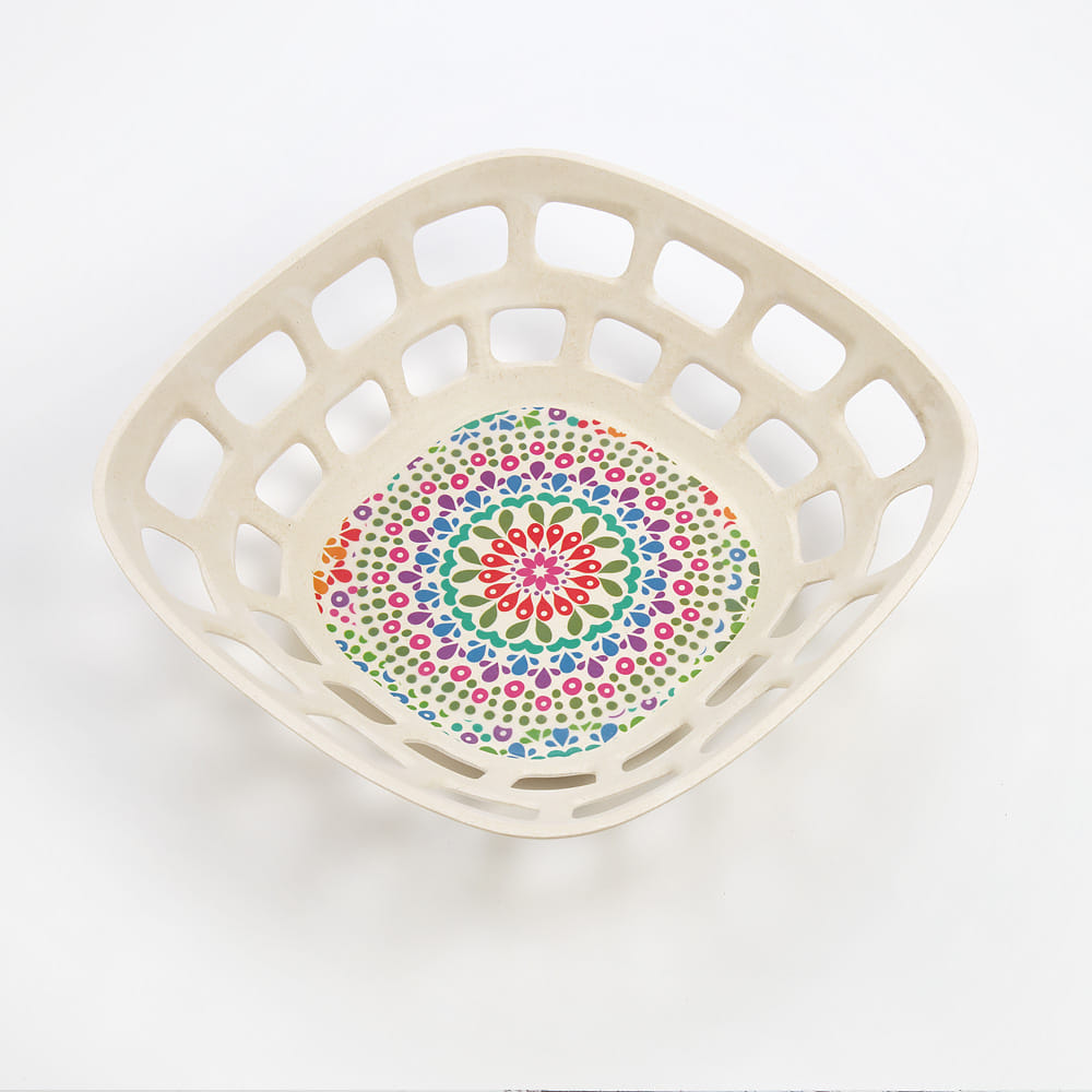 Modern Mandala Small Bamboo Fruit Bowl
