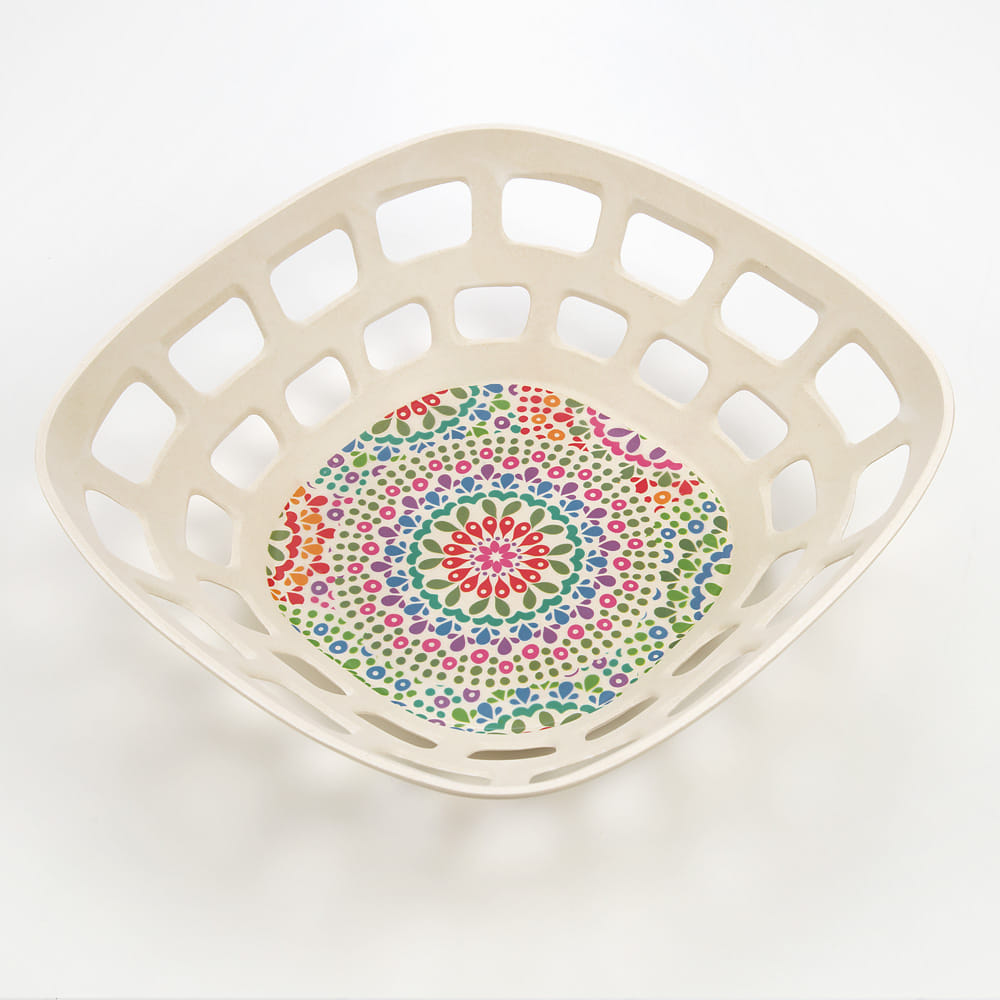 Modern Mandala Large Bamboo Fruit Bowl