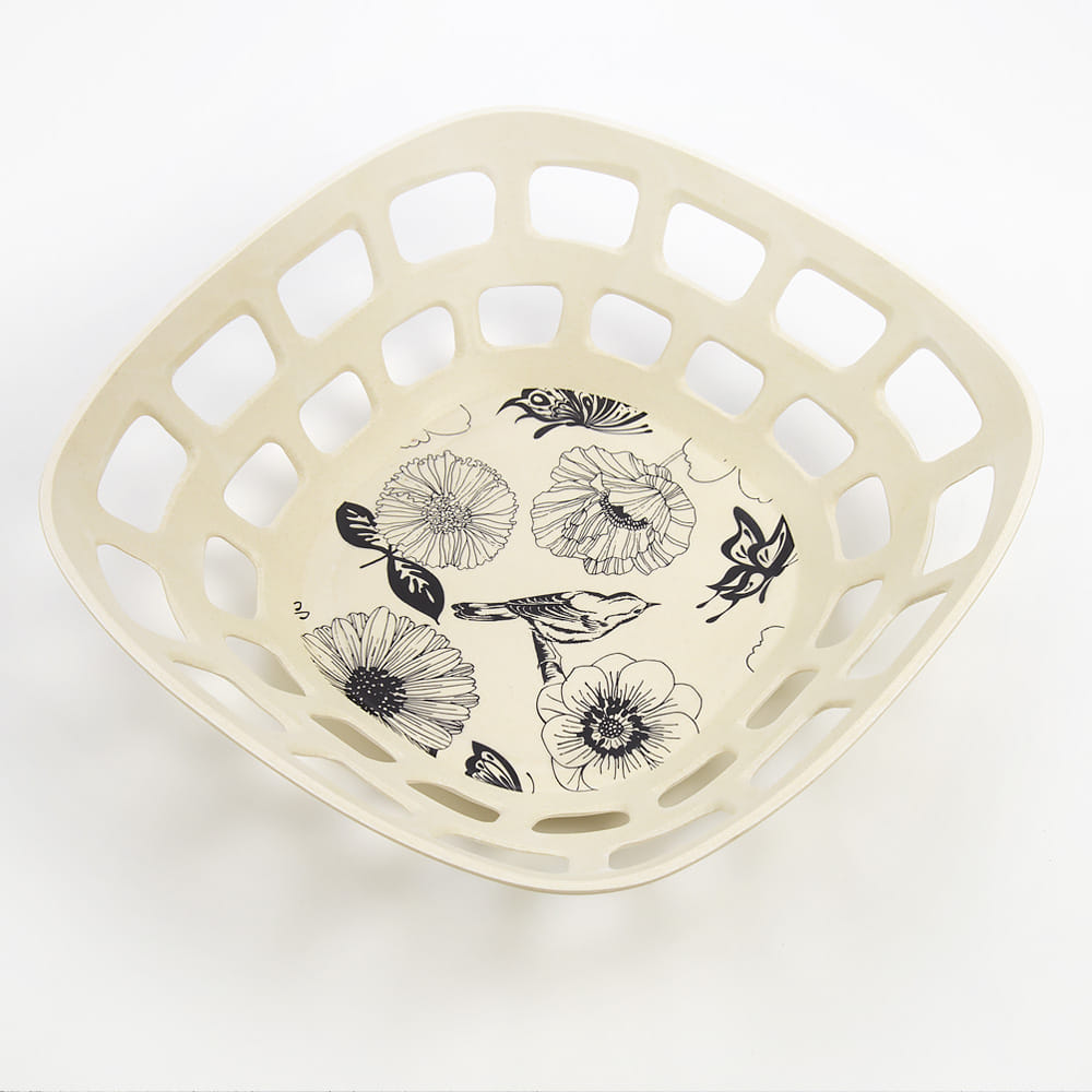 Monochromatic Large Bamboo Fruit Bowl