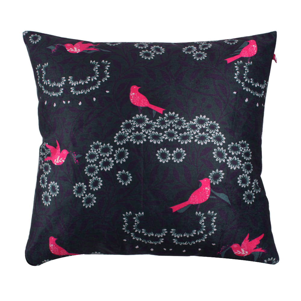 Chirping Wonders Poly Velvet Cushion Cover