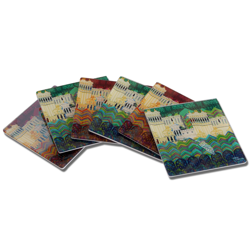 Elegant Mahal Acrylic Coasters - (Set of 6)