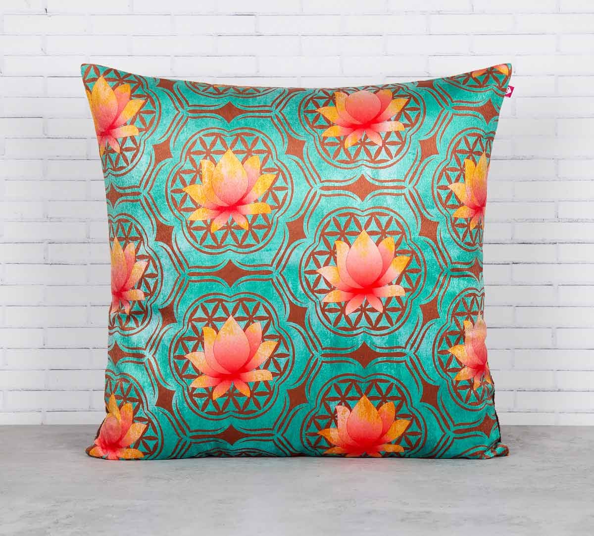 Abstract Lotus Reiteration Blended Velvet Cushion Cover