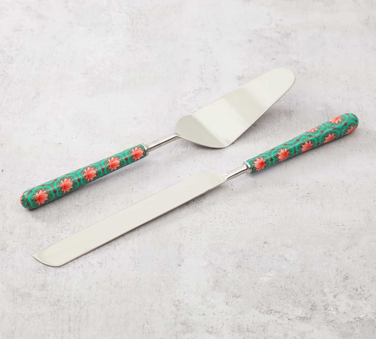 Abstract Lotus Reiteration Cake Cutter & Server Set of 2