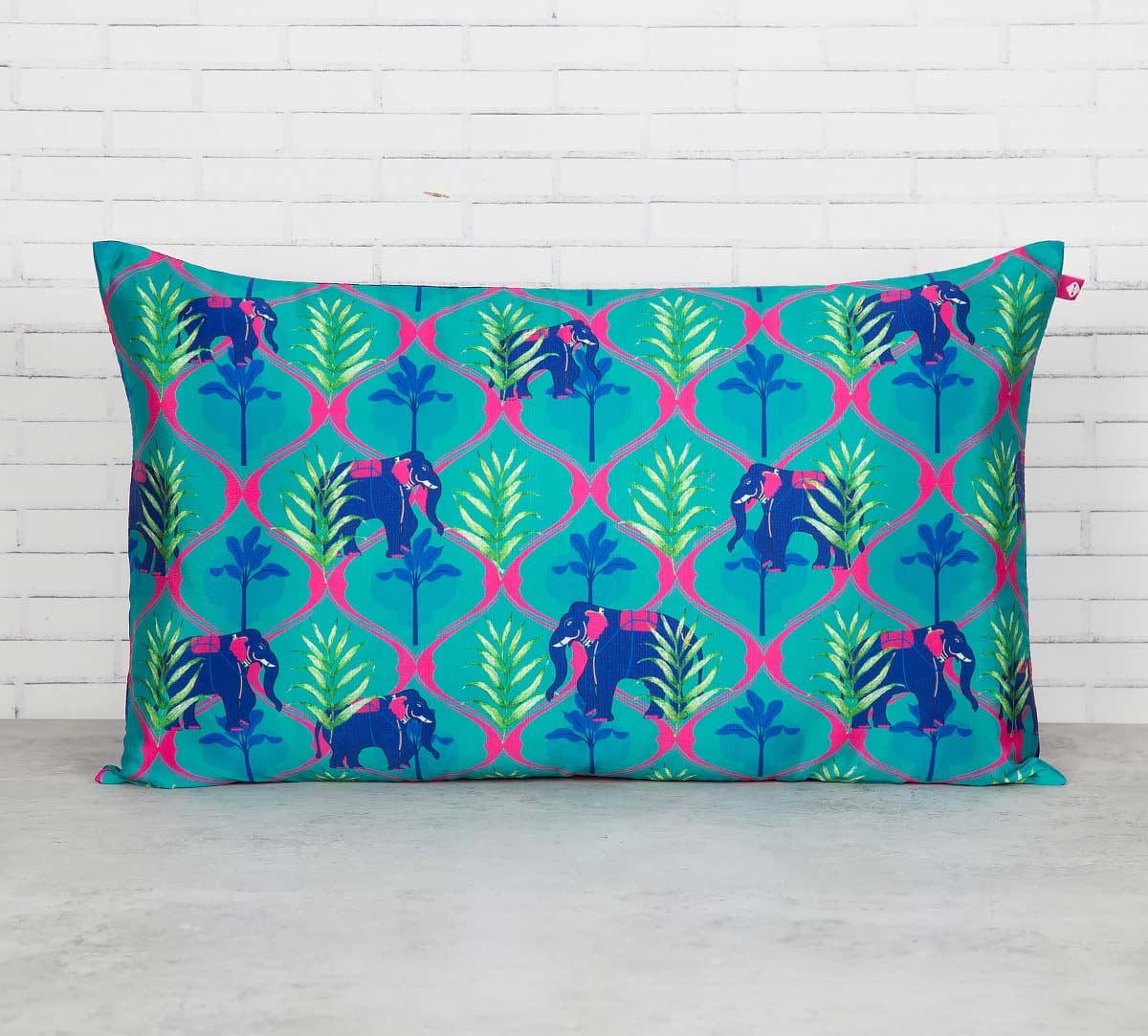 Aqua Jungle Safari 20" x 12" Blended Taf Silk Cushion Cover