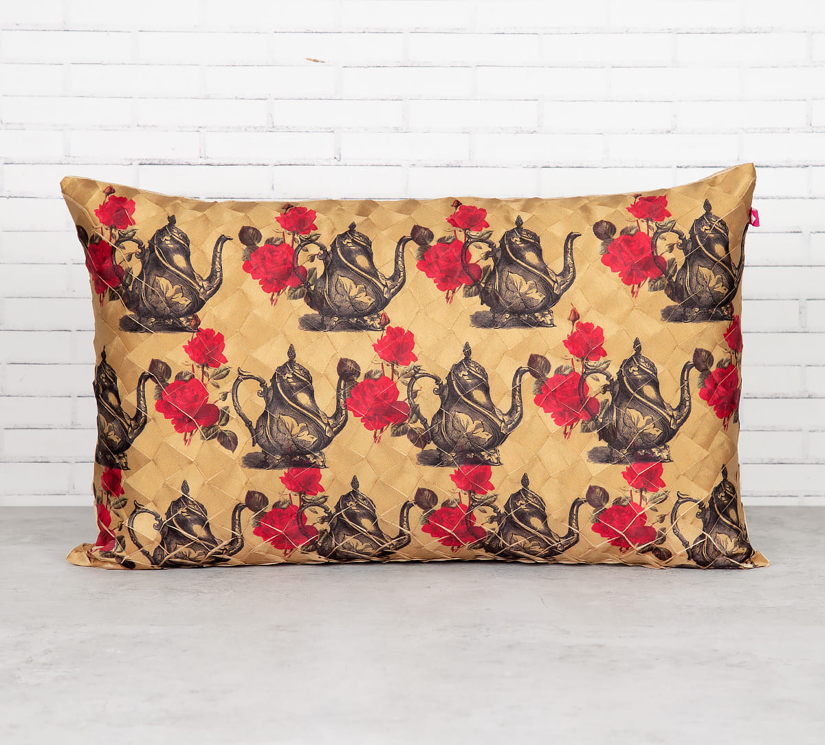 Beige Mystic Rose Kettles 20" x 12" Decorative Scaled Cushion Cover