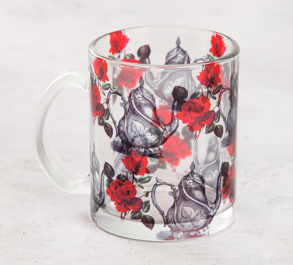 Beige Mystic Rose Kettles Glass Mug