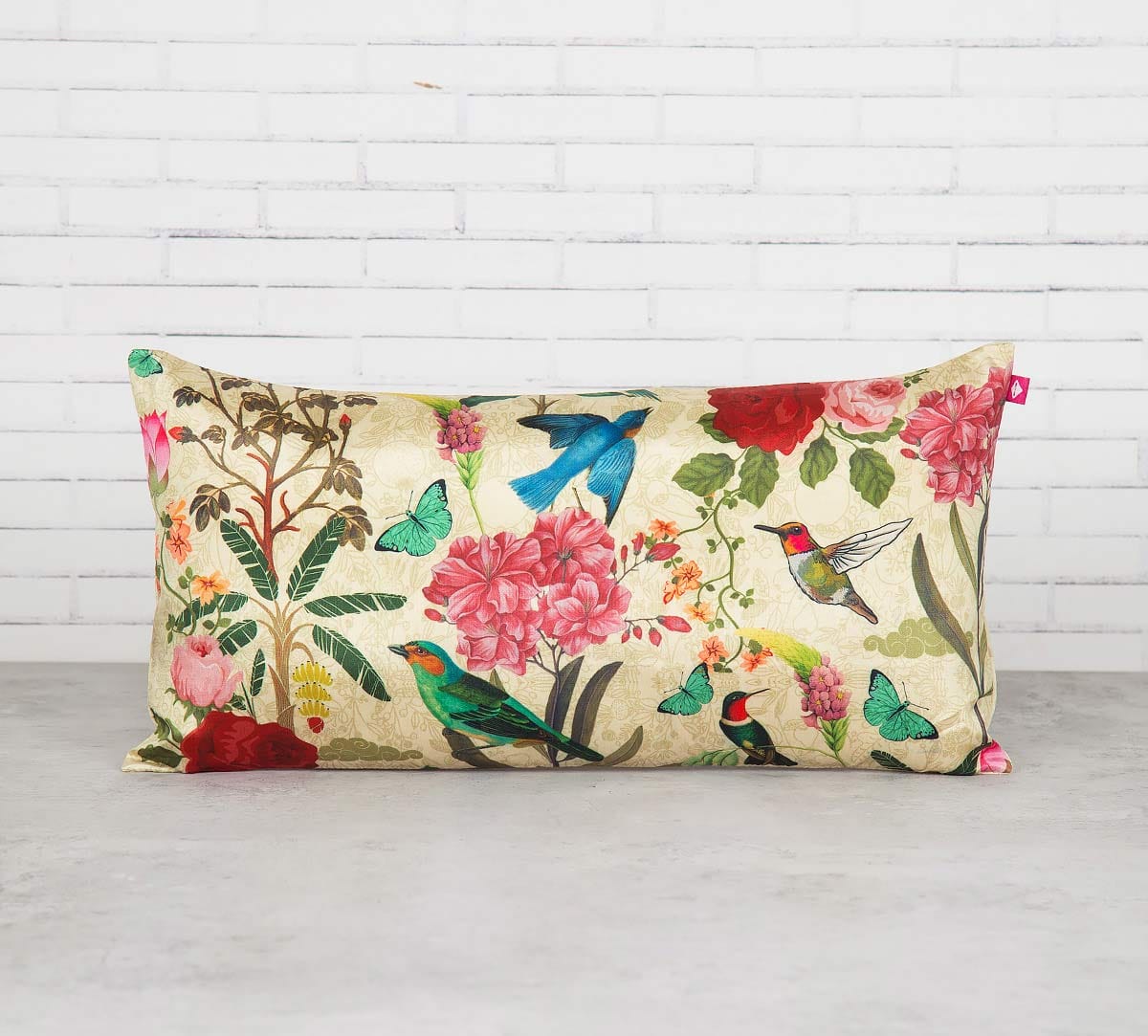 Bird Land 16" x 8" Blended Taf Silk Cushion Cover