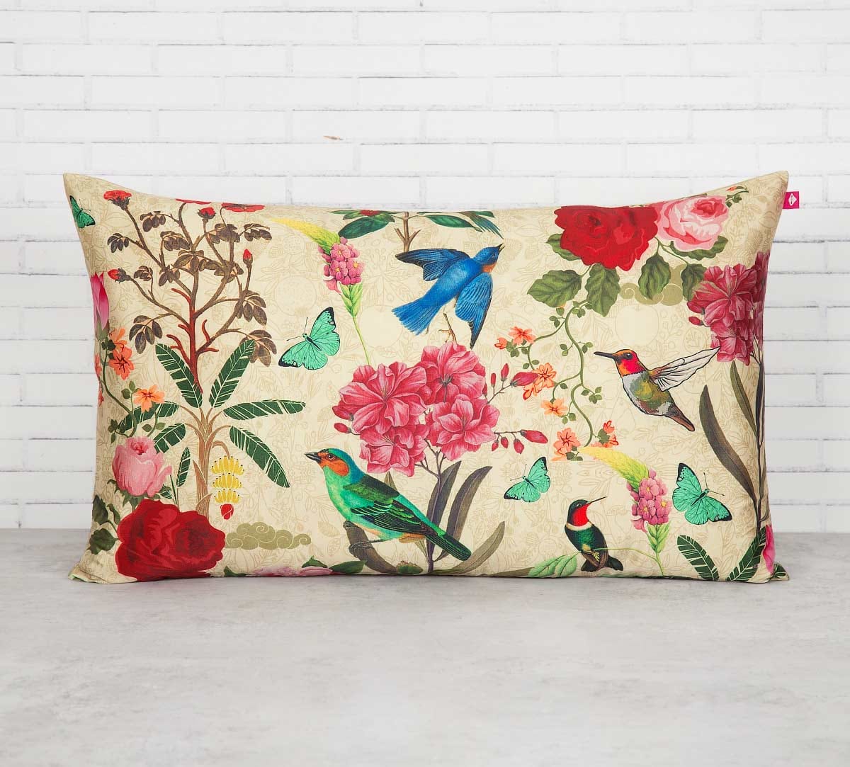 Bird Land 20" x 12" Blended Taf Silk Cushion Cover