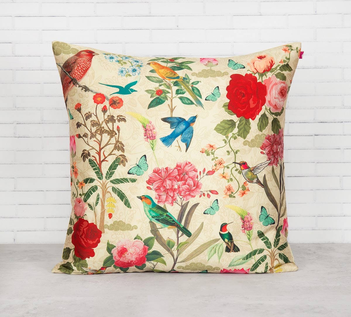 Bird Land Blended Taf Silk Cushion Cover