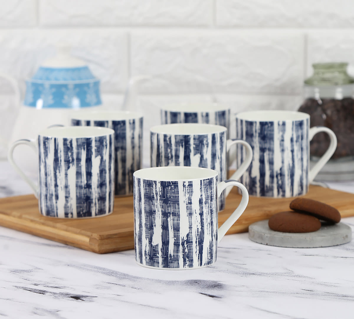Blue Canvas Coffee Mug Set of 6