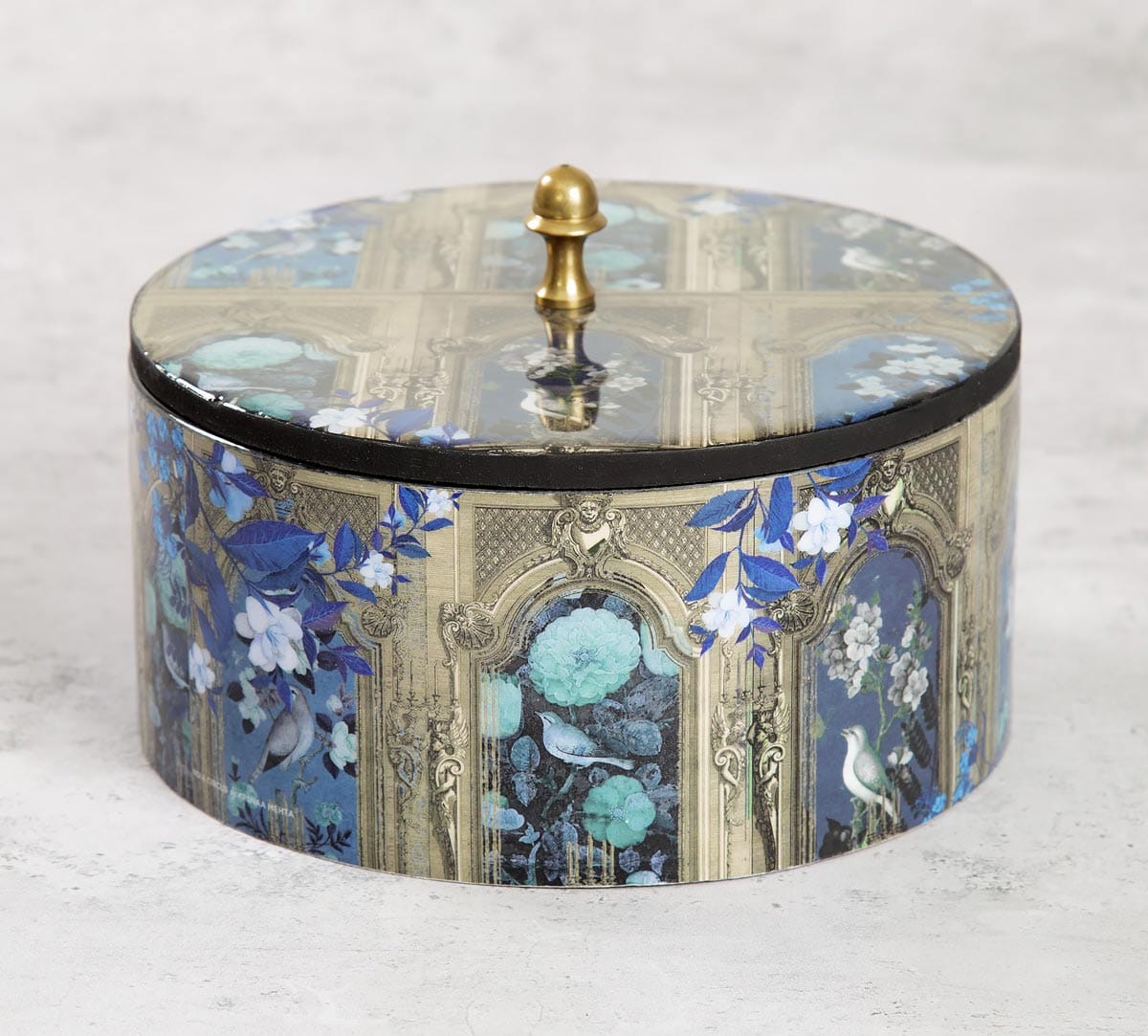 Blue Departed Memoirs Round Storage Box