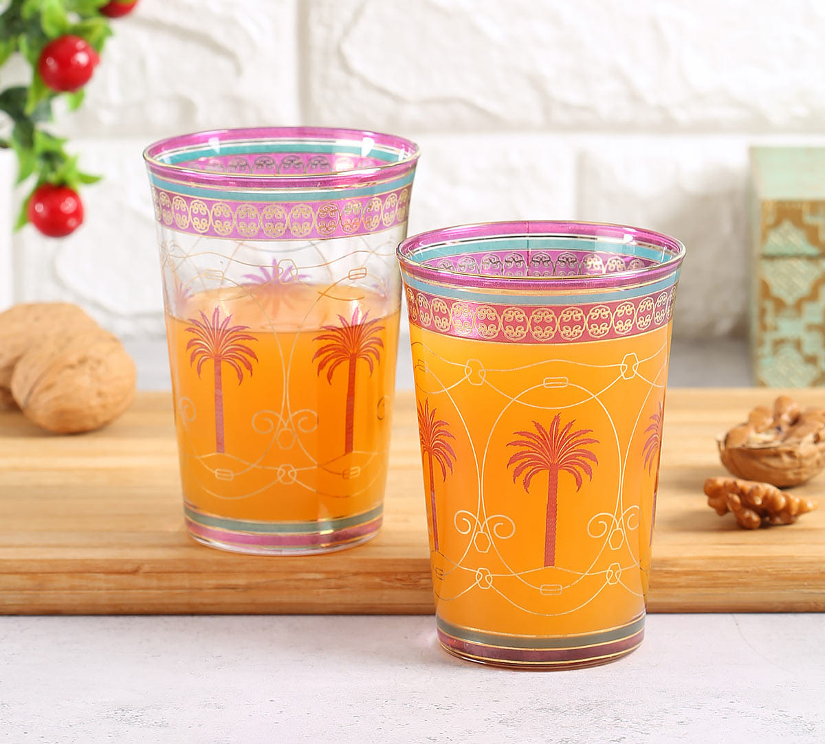 Blushed Palmeria Glass Tumbler (Set of 2)
