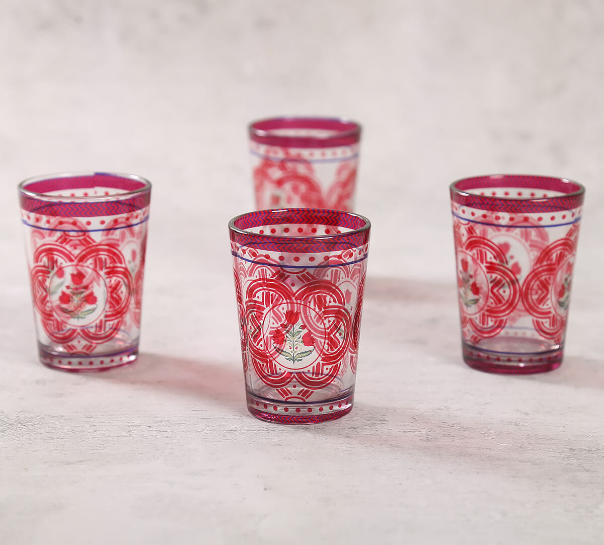 Rosebud Bloom Chai Glass Set of 4