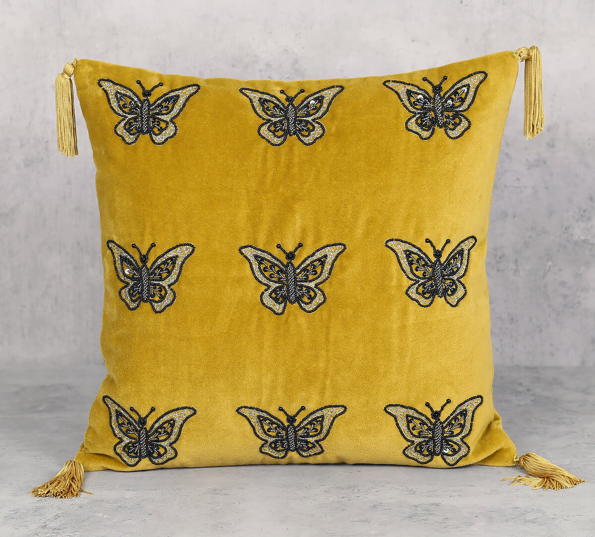 Aureolin Butterfly Adorn Cushion Cover