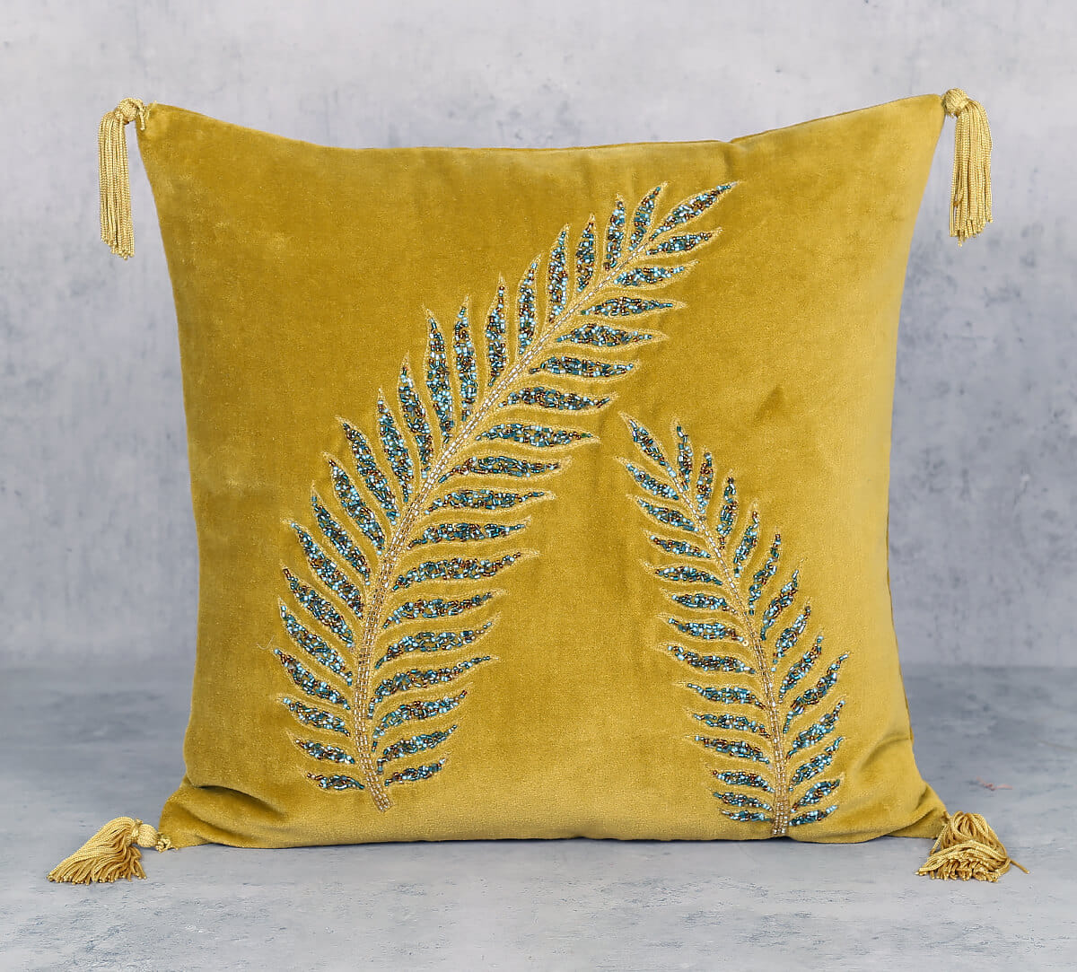Aureolin Petal Embellishment Cushion Cover