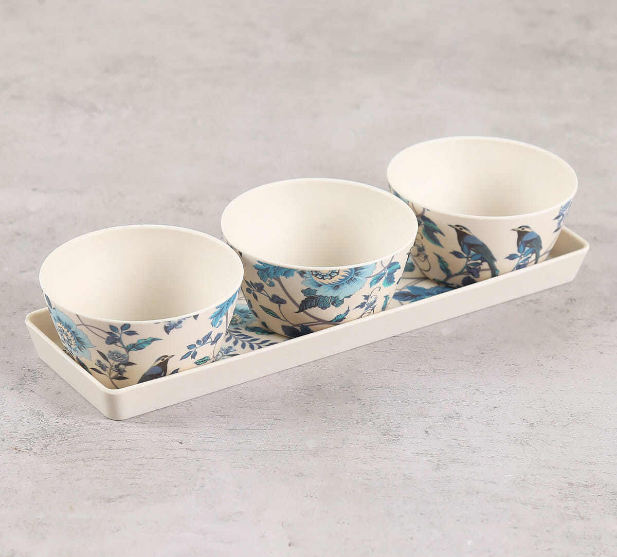 Azur Blooms Bowls and Tray Set