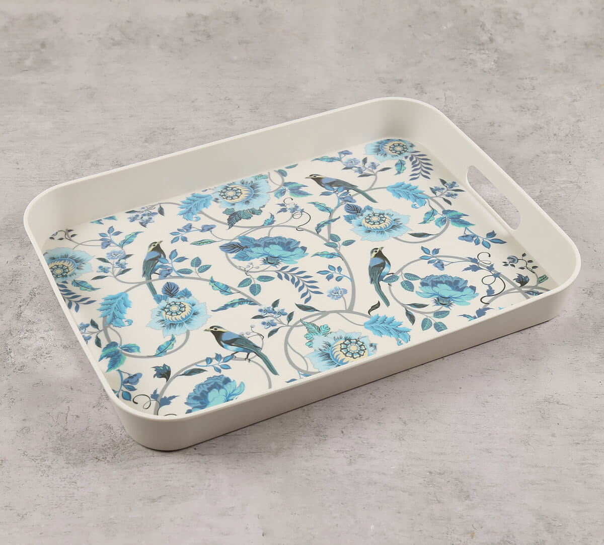 Azur Blooms Rectangle Bamboo Tray
