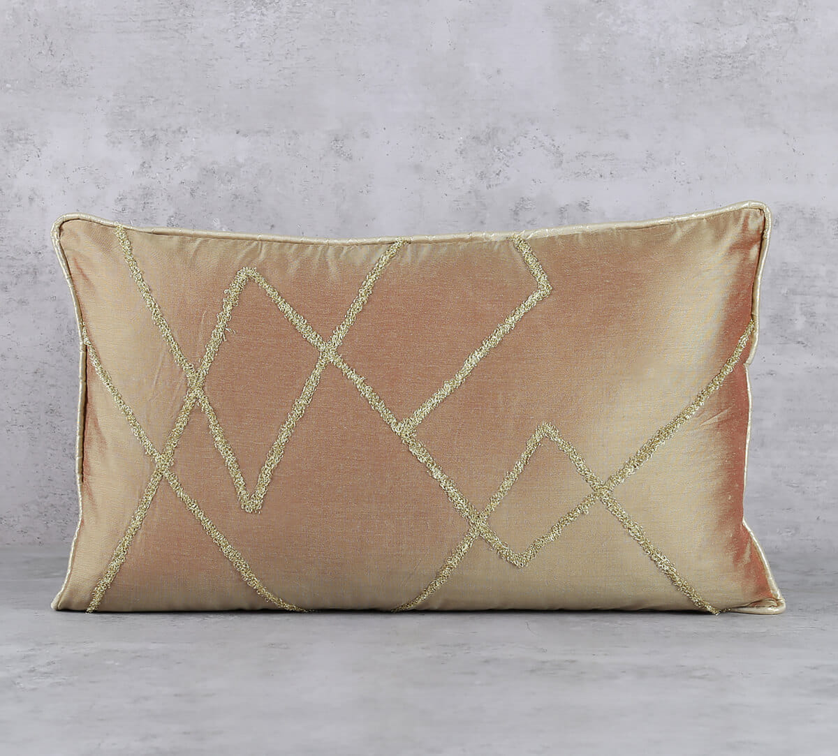Beige Gold Towel Embroidery Cushion Cover
