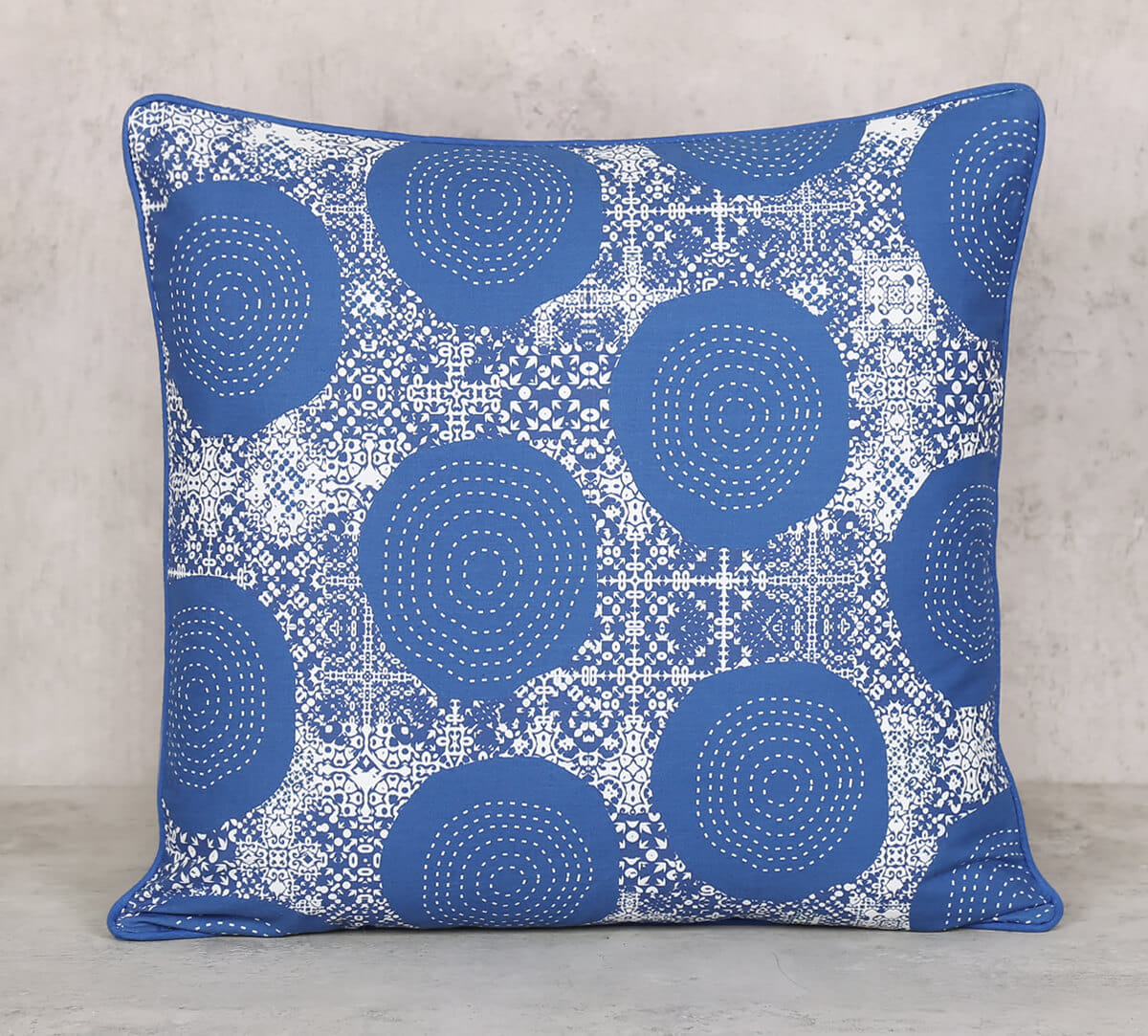 Beryl indigo Cotton Poplin Cushion Cover