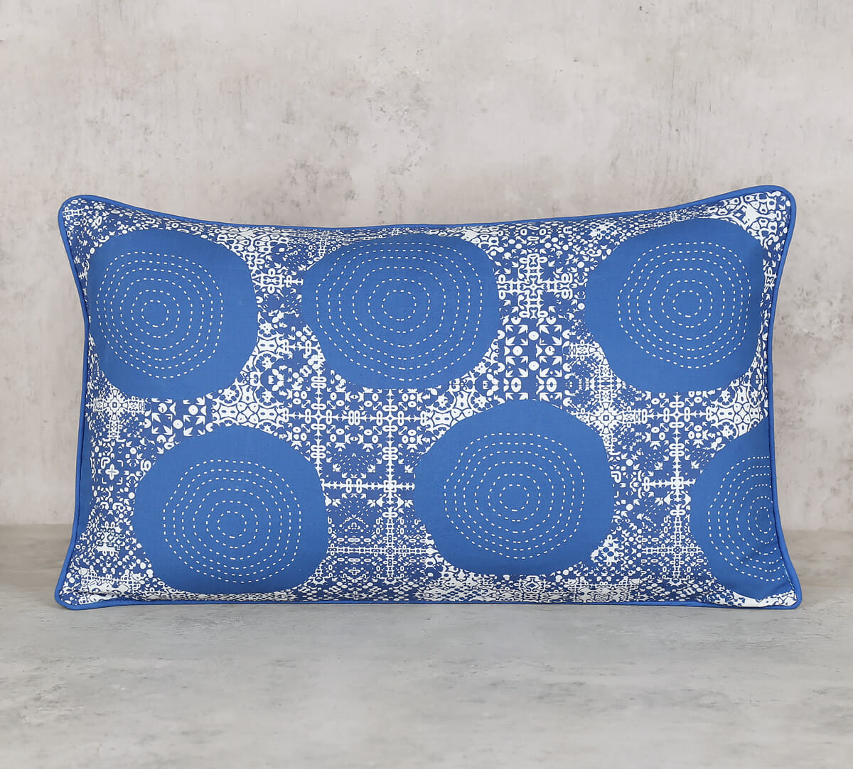Beryl indigo Cotton Rectangle Poplin Cushion Cover