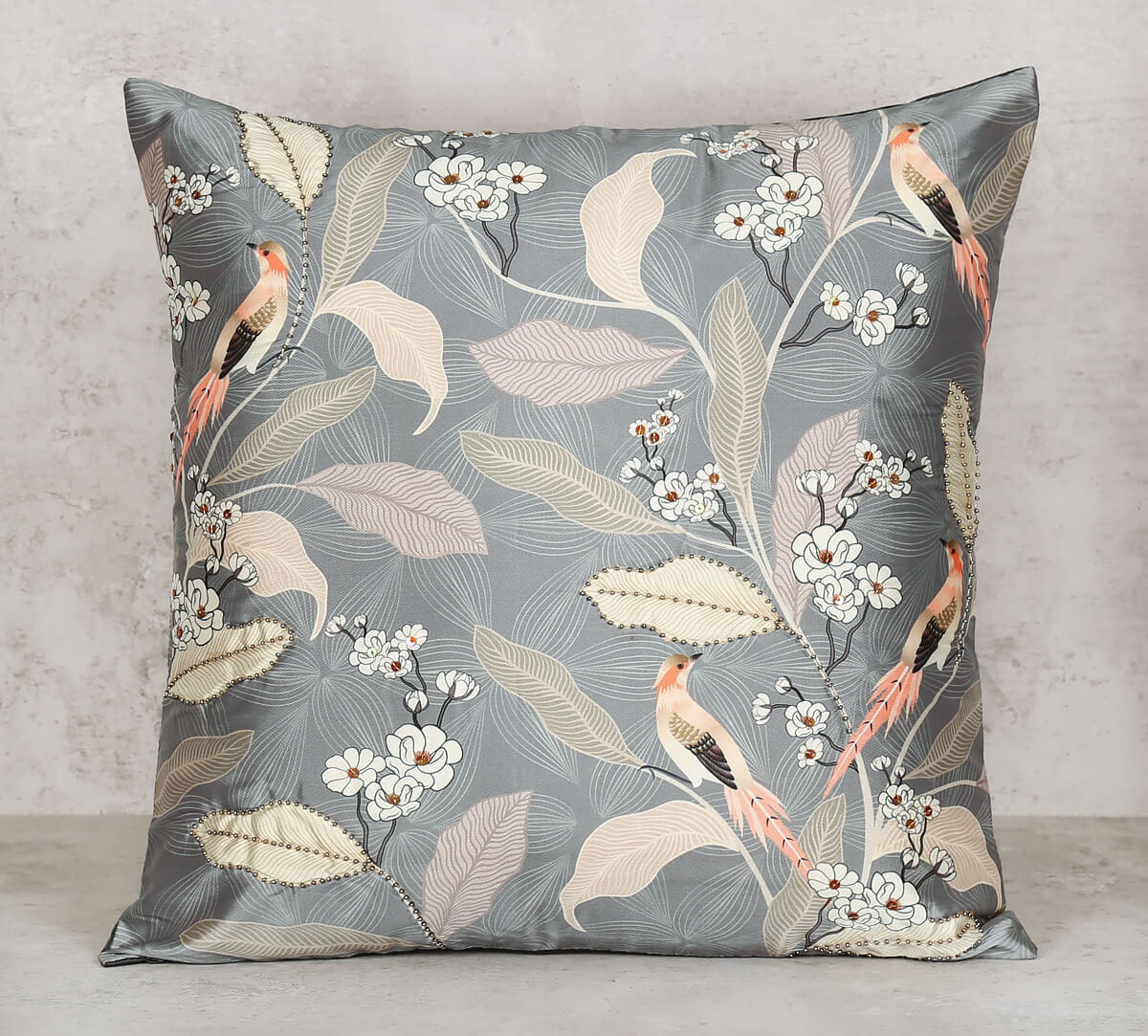 Bird Land Paradise Embroidered Cushion Cover