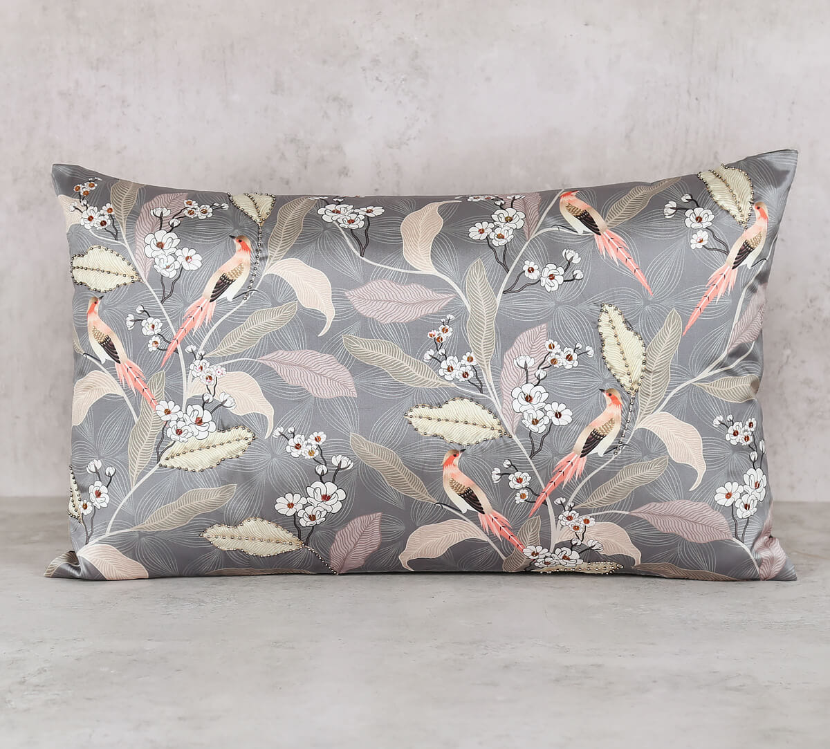 Bird Land Paradise Embroidered Rectangle Cushion Cover