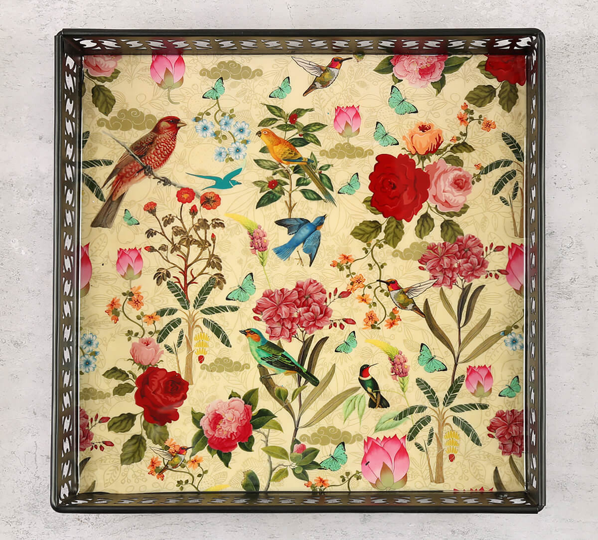 Bird Land Square Iron Tray