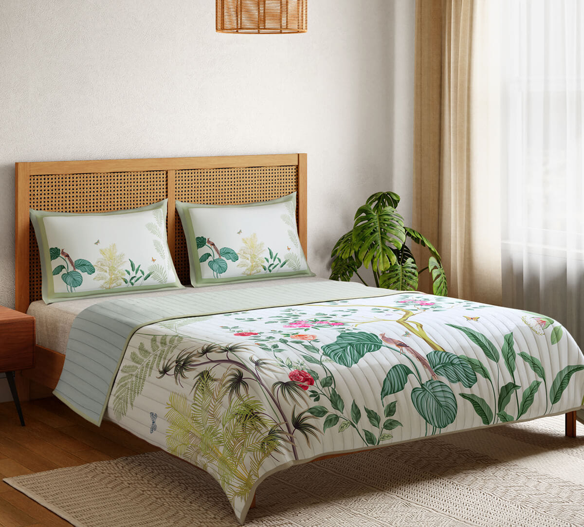 Bird Oasis Quilted Bed cover set
