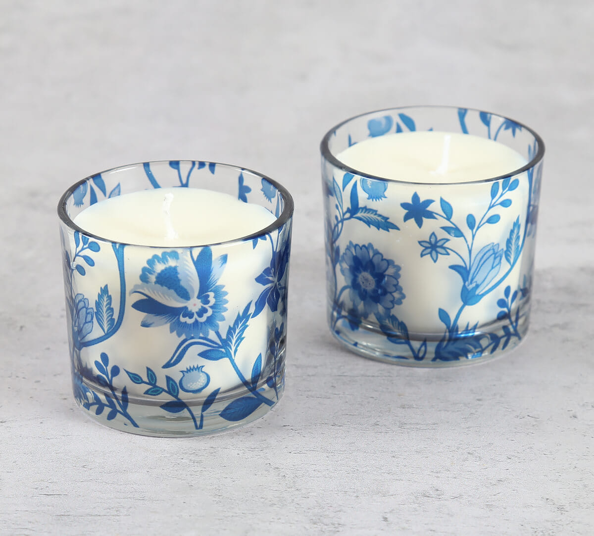 Blaue Blume Cylindrical Candle Votive Set of 2