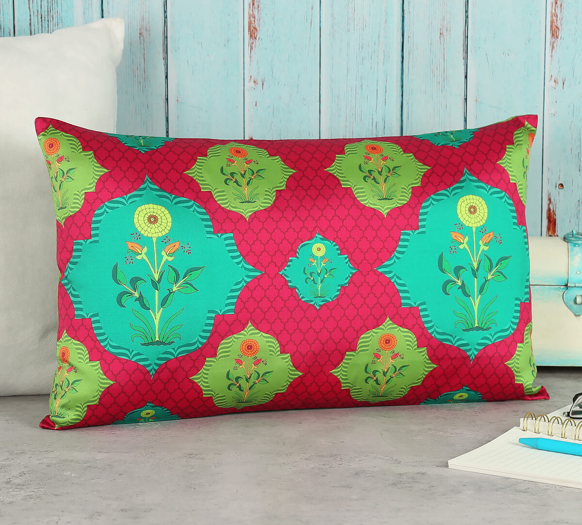 Blossom Tales 12" x 20" Blended Taf Silk Cushion Cover