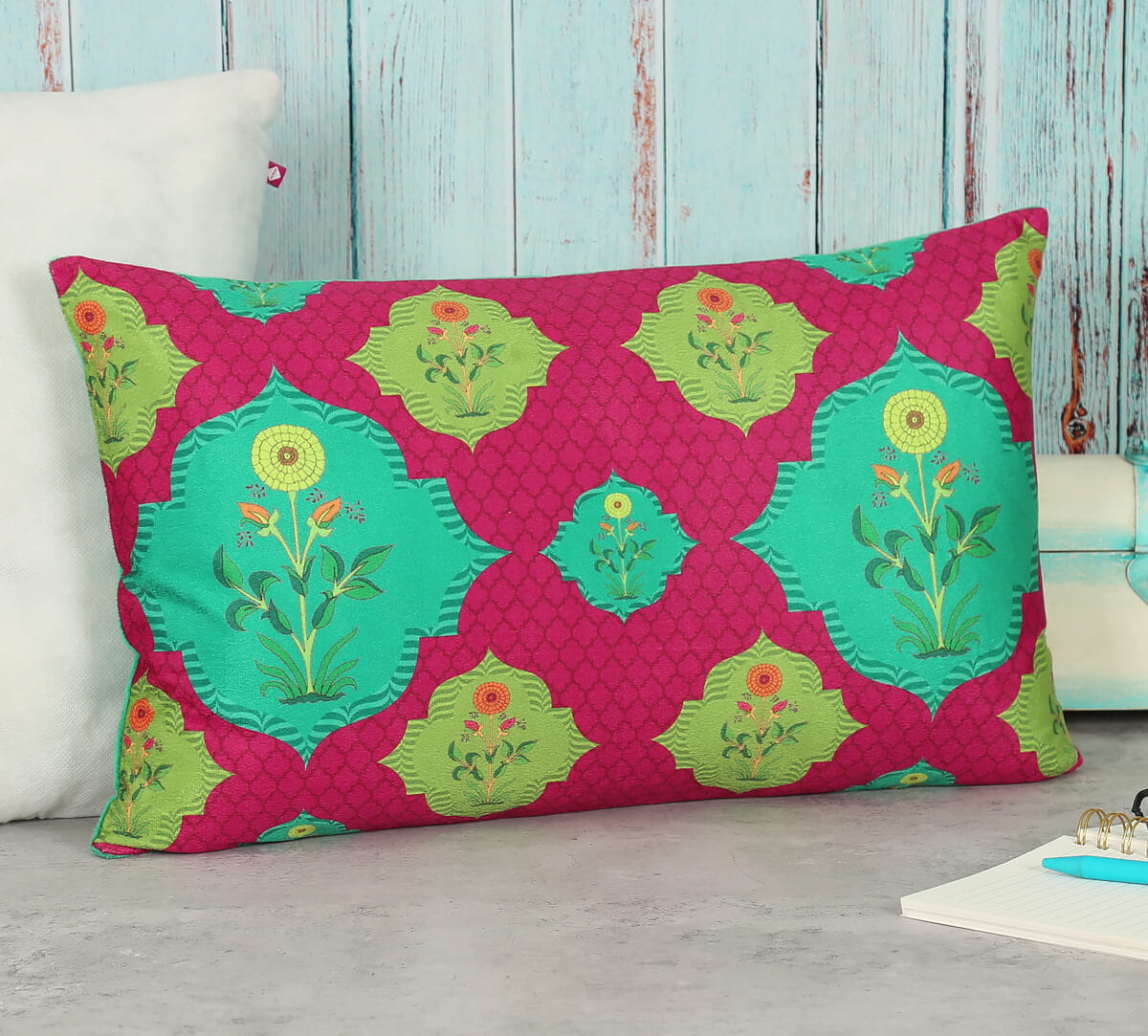 Blossom Tales 12" x 20" Blended Velvet Cushion Cover