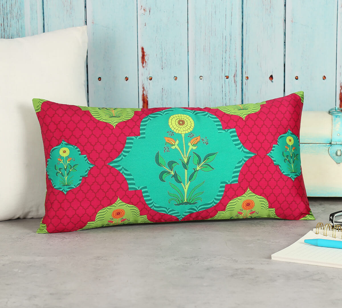 Blossom Tales 8" x 16" Blended Taf Silk Cushion Cover