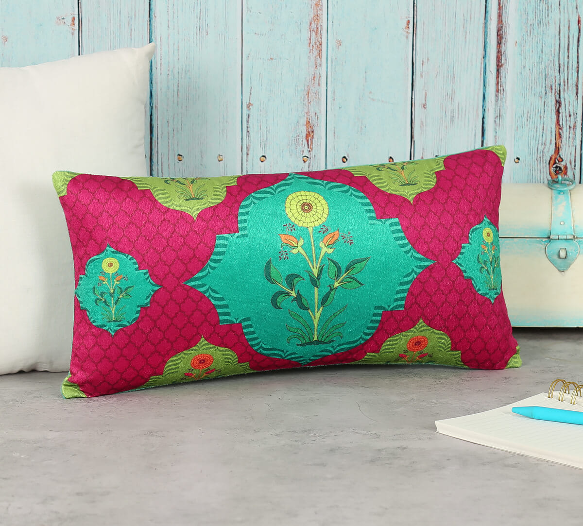 Blossom Tales 8" x 16" Blended Velvet Cushion Cover