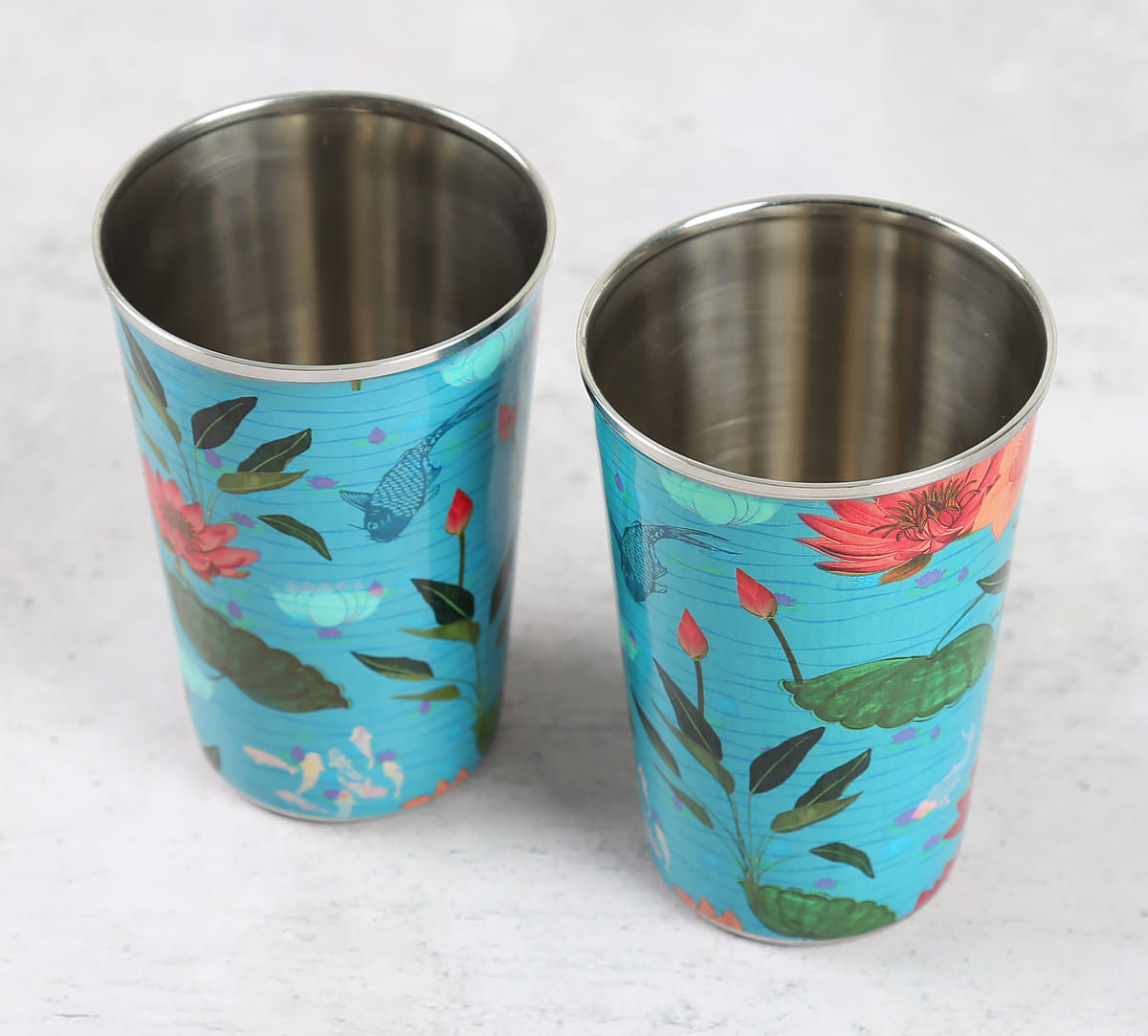 Blossomy Mosaic Large Steel Tumbler (set of 2)