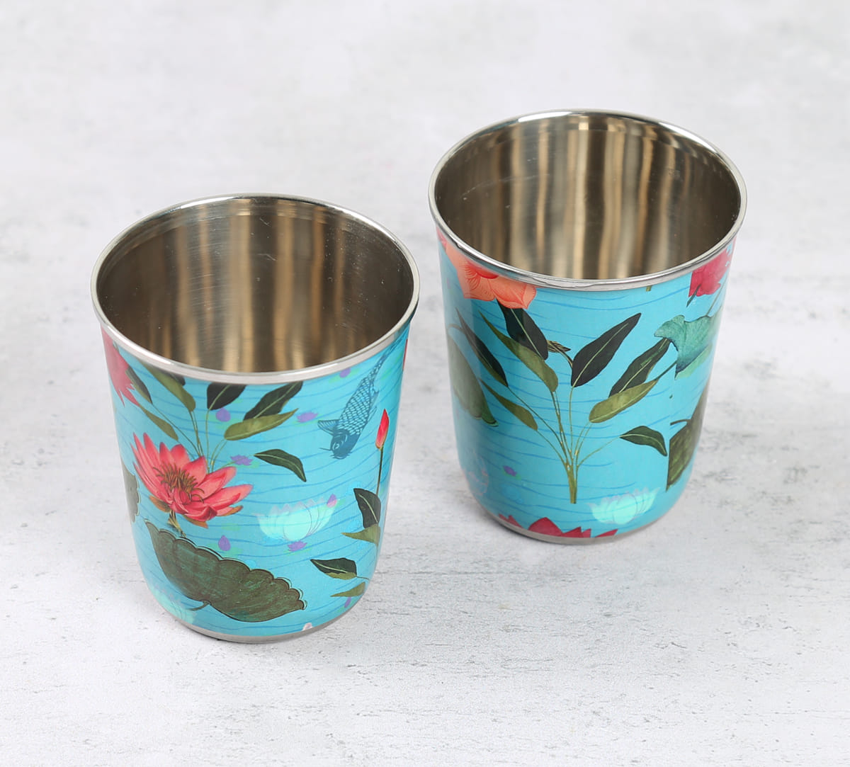 Blossomy Mosaic Small Steel Tumbler (Set of 2)