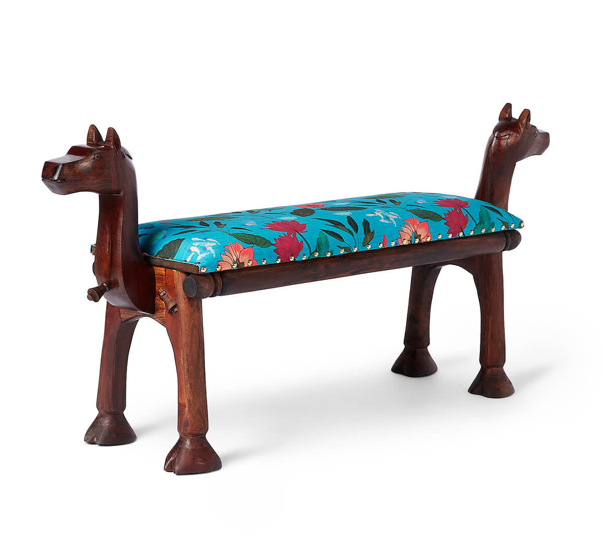 Blossomy Mosaic Wooden Camel Bench