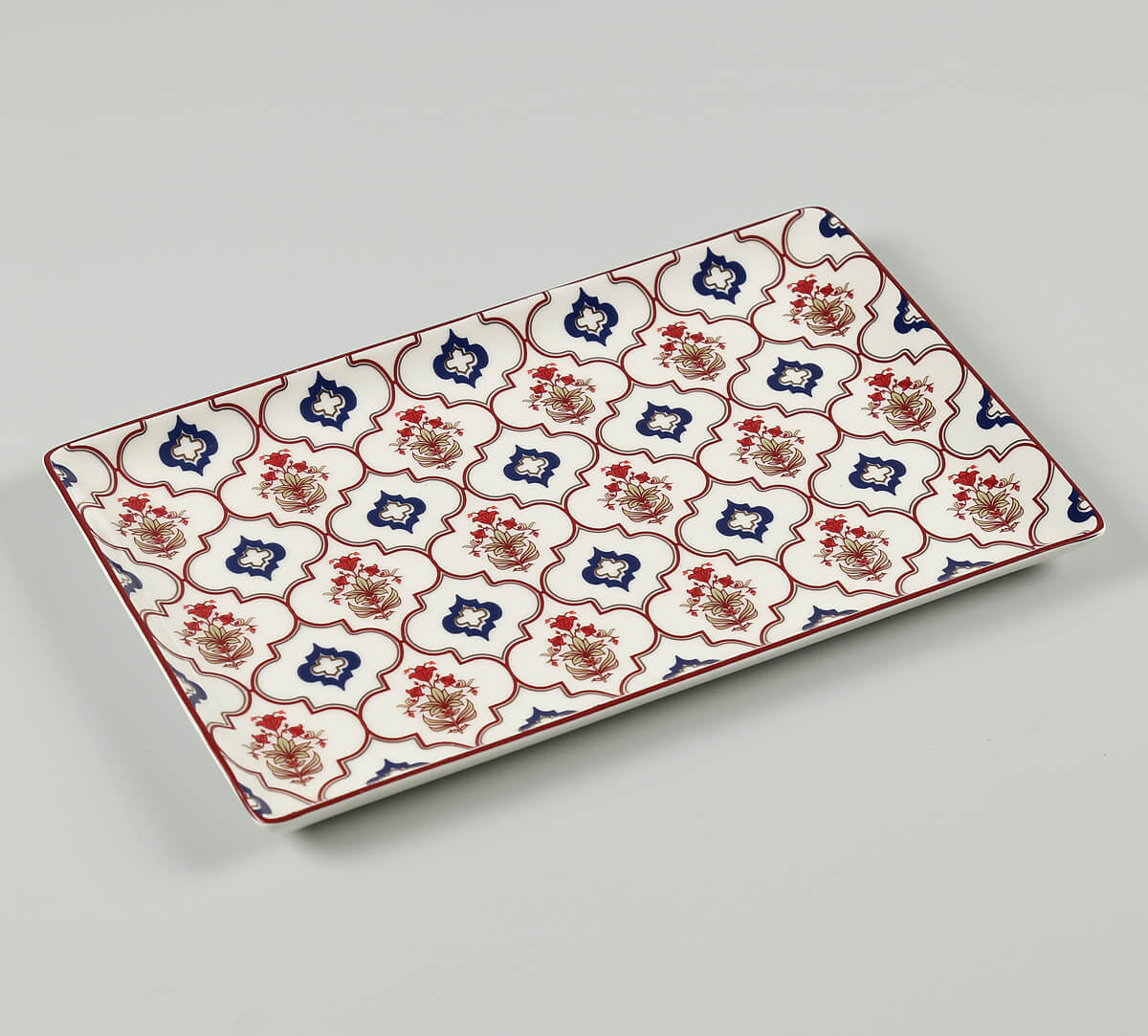 Blue Lattice Treasures Large Rectangle Platter