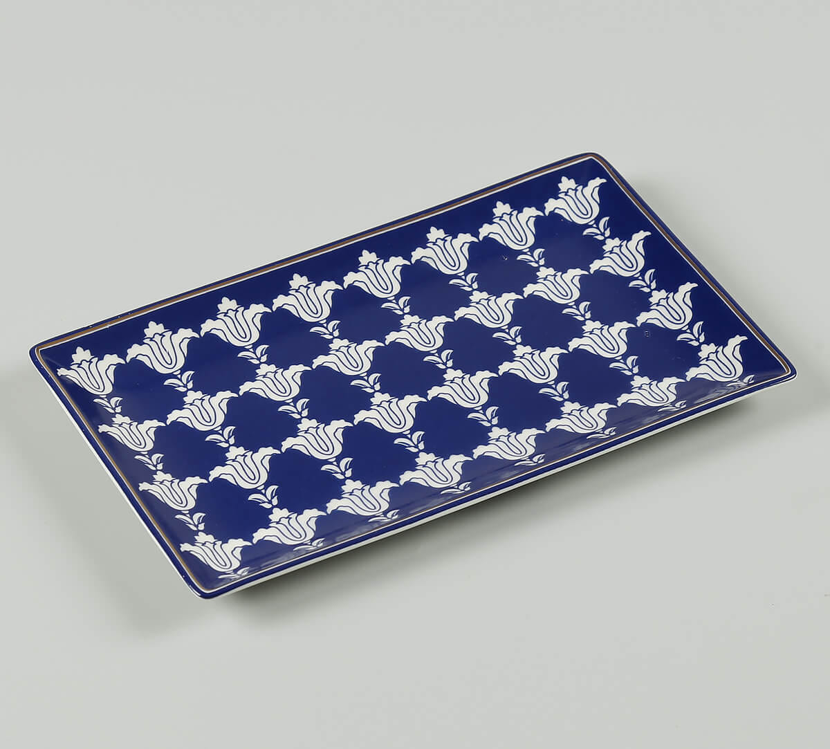 Blue Lattice Treasures Small Rectangle Platter